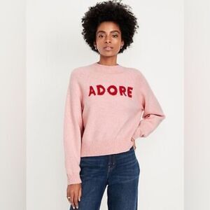 Old Navy SoSoft Loose Crew-Neck Graphic Sweater XS